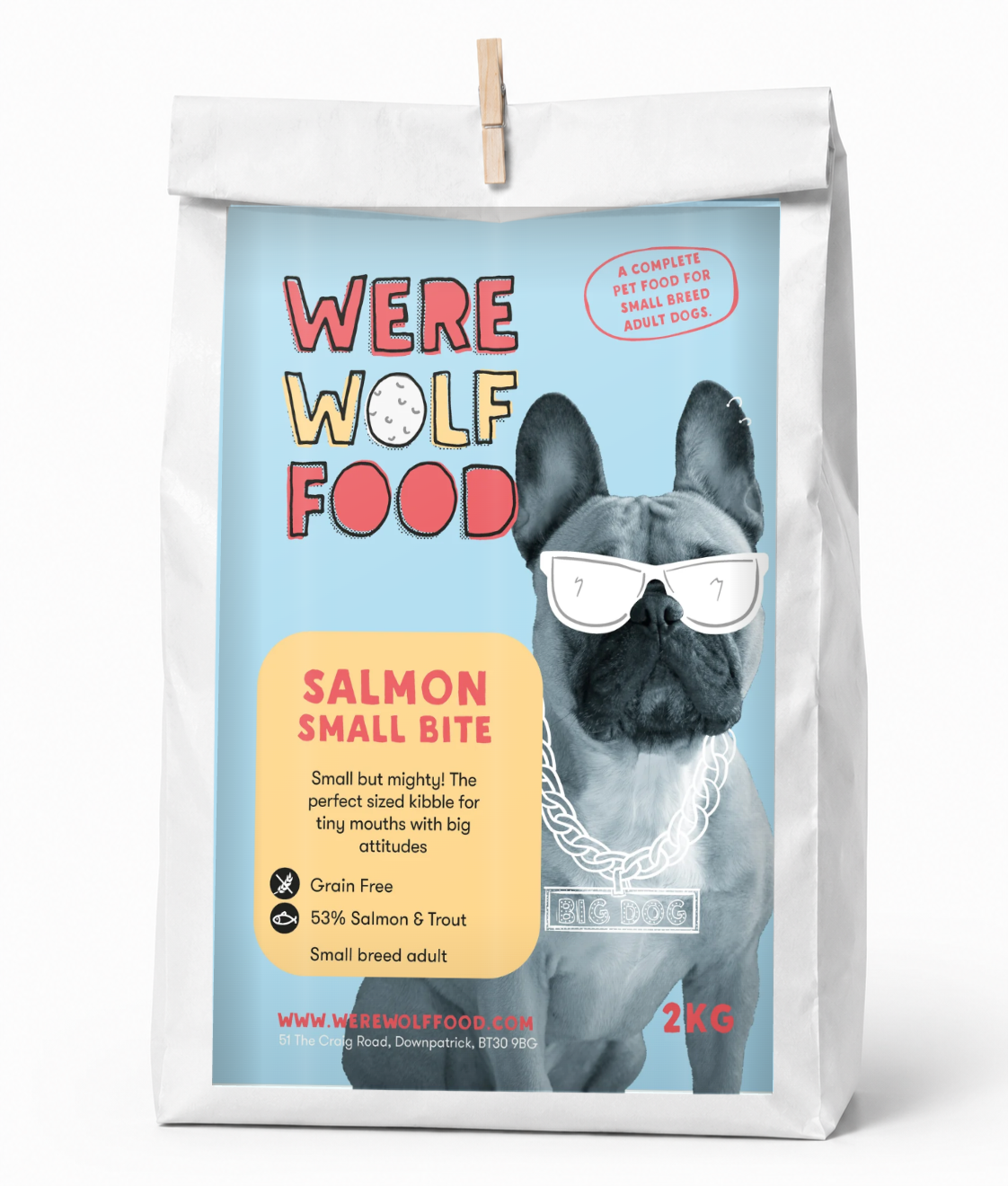 Were Wolf Food Salmon Small Bite grain-free adult dog food 2kg bag