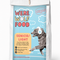 Were Wolf Food Senior Light grain-free dog food 15kg bag