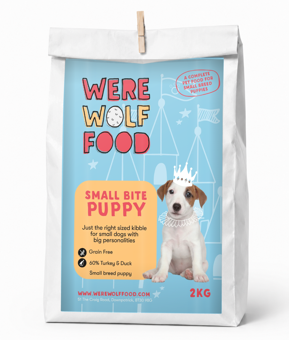 Were Wolf Food Small Bite Puppy grain-free dog food 2kg bag