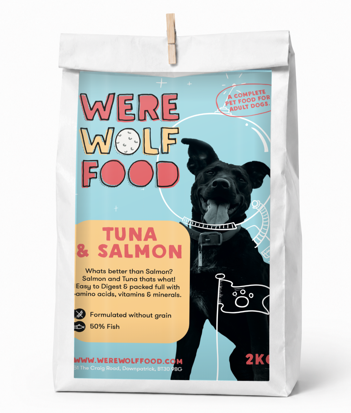 Were Wolf Food Tuna & Salmon grain-free adult dog food 2kg bag