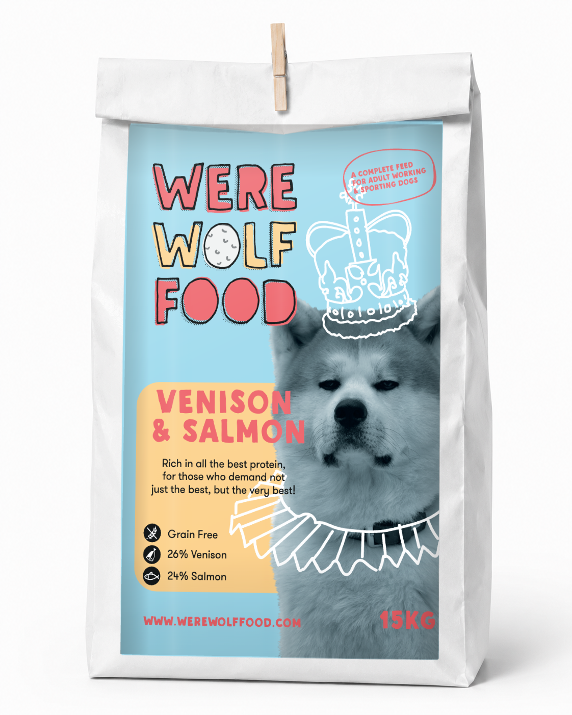 Were Wolf Food Venison & Salmon grain-free adult dog food 15kg bag