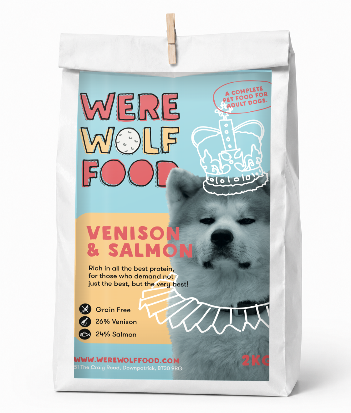 Were Wolf Food Venison & Salmon grain-free adult dog food 2kg bag